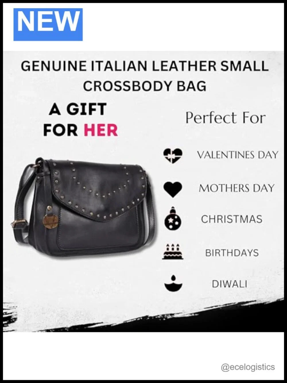 Genuine Italian Leather Boho Studded Crossbody Sling Bag Women